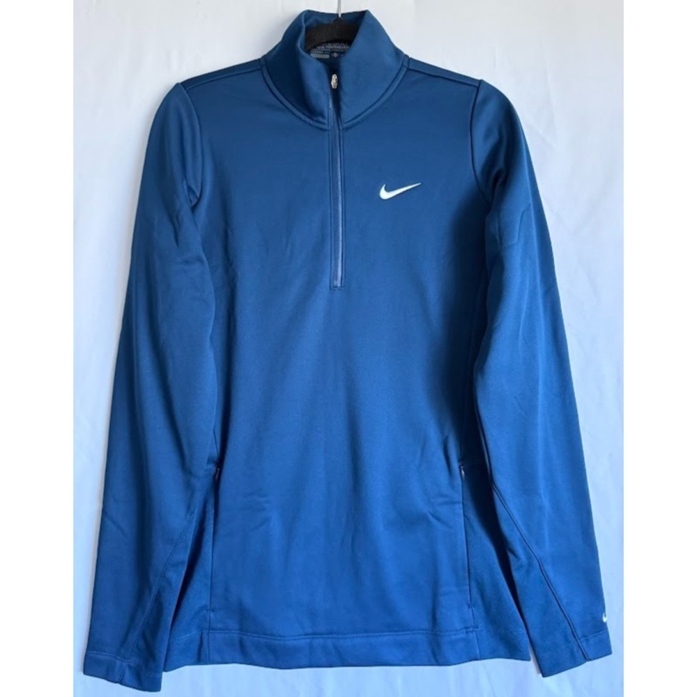 Nike Golf Therma Fit Jacket Women M Tall Blue Stretch 1/2 Zip Pullover Stay Warm